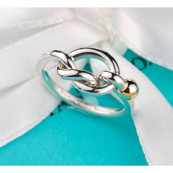 Tiffany & Co. Jewelry - Tiffany & Co. Ring "Love Knot" Band in 18k Gold and Sterling Silver Vintage
